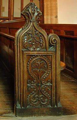 Individually carved bench end, St Lawrence