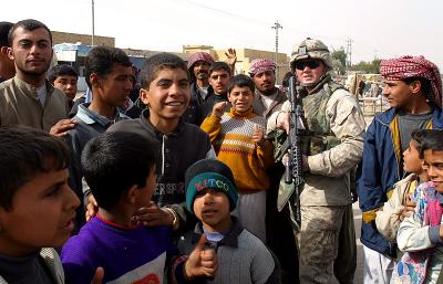 swarmed by Iraqi children