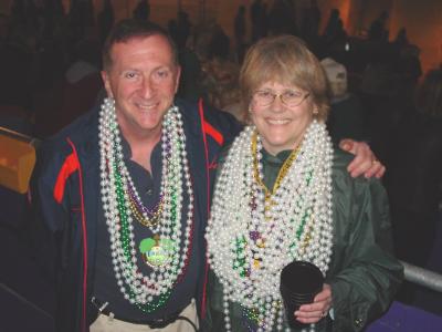 Steve Schobel and wife Penny  Mardi Gras 2004. We were collecting beads at one of the many parades through the city.