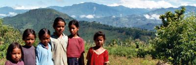 Girls by Mount Manaslu and Ganesh Himal