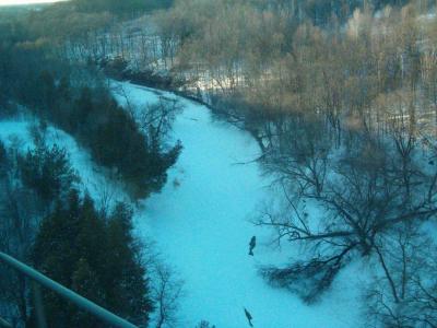 Now over the frozen Credit River