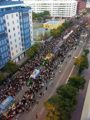 Crowds / parade seen from our roof