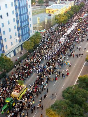Crowds / parade seen from our roof