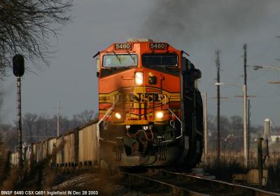 BNSF 5480 CSX Q651 Inglefield IN Dec 28 2003