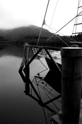 Yacht and post on Gordon River