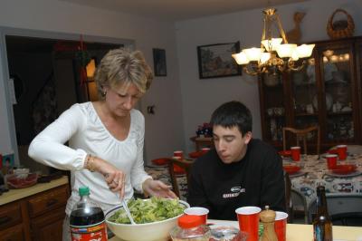 Cindy and Michael making the salad