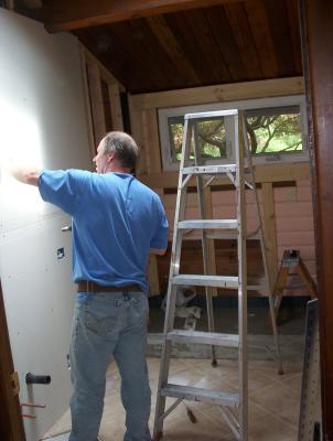 Roger finishing up the dry wall.