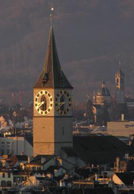 Zurich, St. Peter in the morning sun