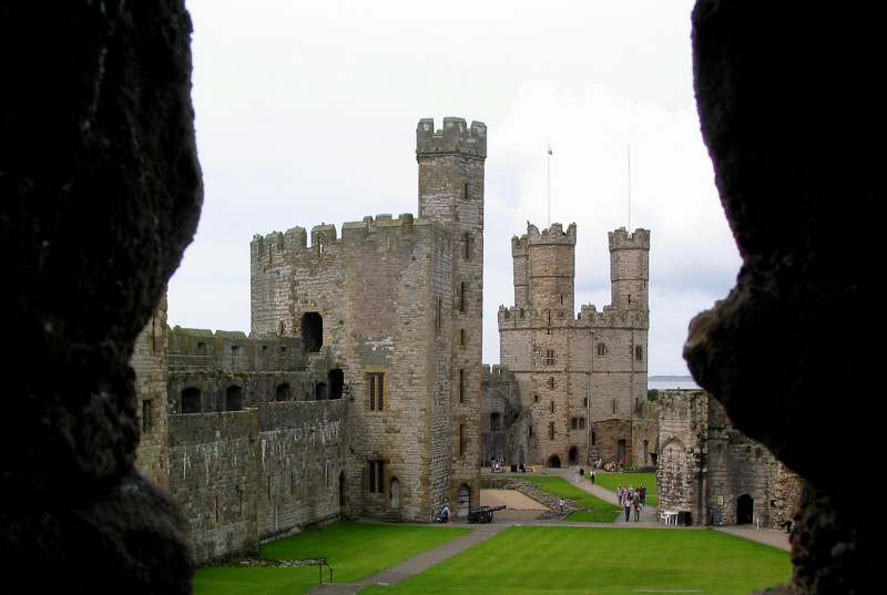 Inside Caernarfon Castle, looking in