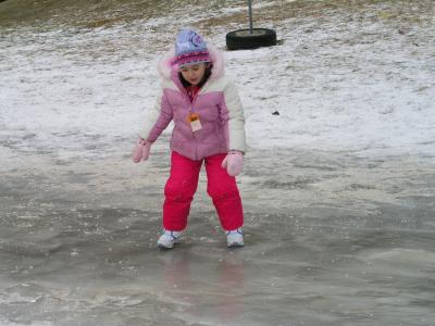 Sarah playing on the ice