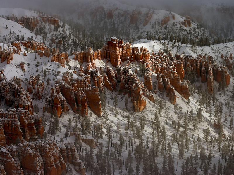 Spotlit Hoodoos with Mist