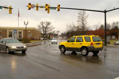 Downtown Franklin on a rainy afternoon