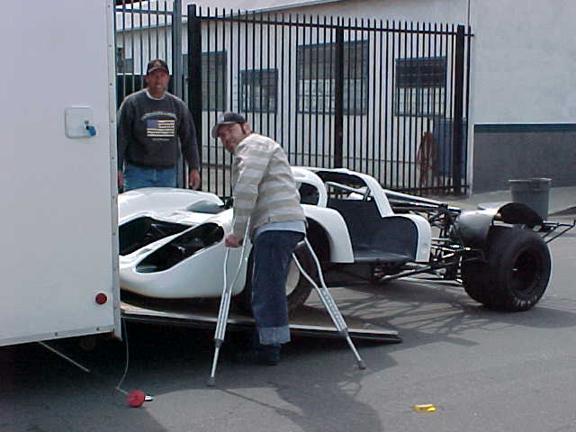 Chris Ridgeway brings the chassis back from Gunnars. Hes GREAT! left West Palm Bch. Sunday arrives Wed noon Long Beach Ca.