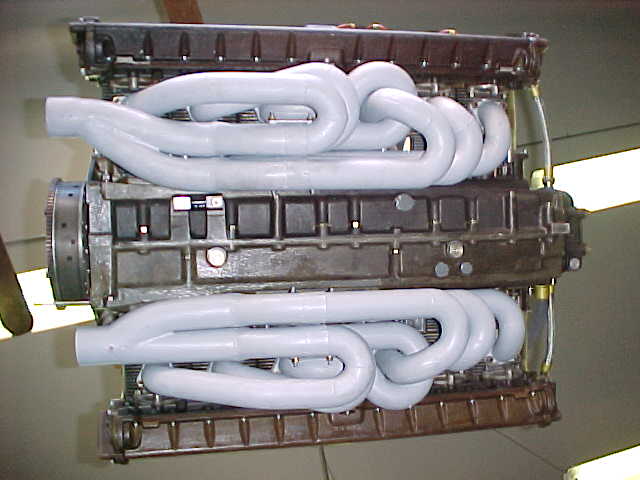 Bottom view of engine with the headers insalled. Very rare shot