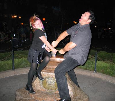 I try to help Zoe pull the Sword from the Stone