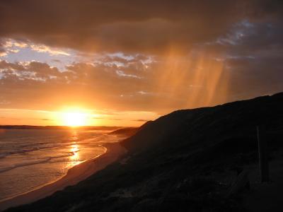 Beautiful Esperance sunset with ghostly sheets of rain.