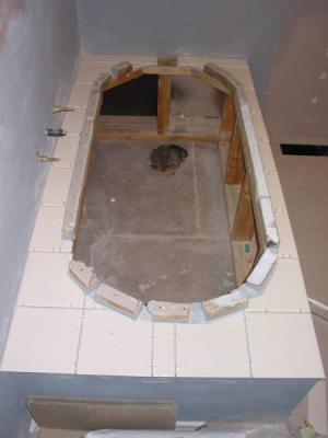 bath hob tiled -ready for bath