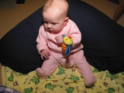 sitting upright (with some help)