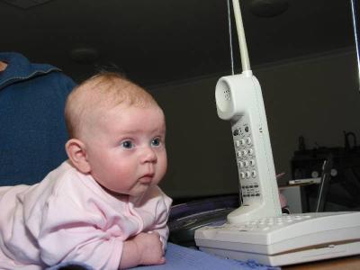 talking (well, listening) to Nana and Poppa on the phone from Canada