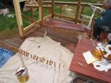 staining upstairs curtain rings