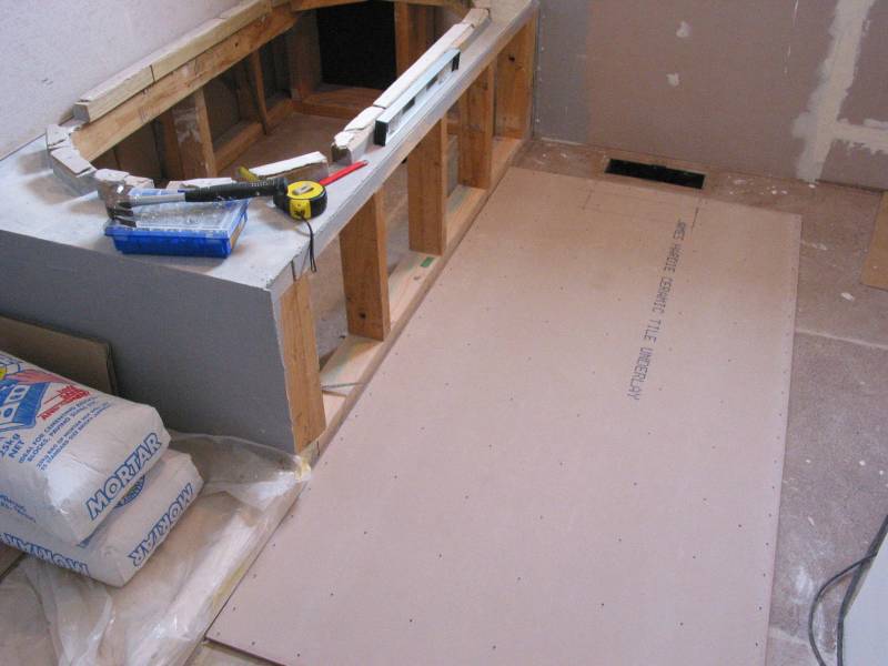 floor tile underlay -bathroom