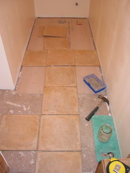 trial of toilet floor tiles