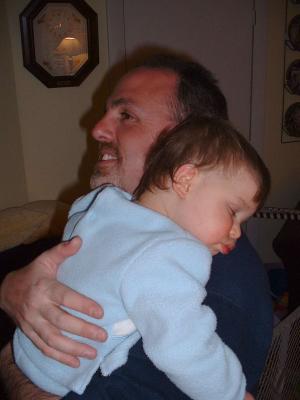 Uncle Matt with sleeping Max
