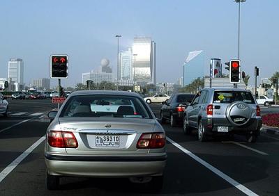 Traffic across from the National Bank of Dubai