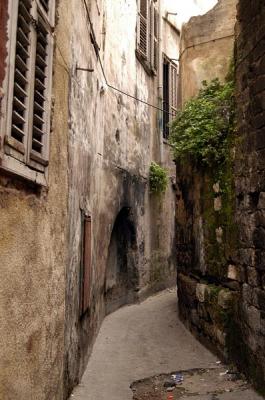 Narrow alley in the medieval city center