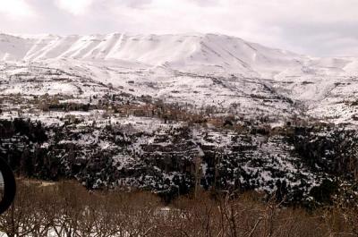 Qadisha Valley and the snowy Mount Lebanon range