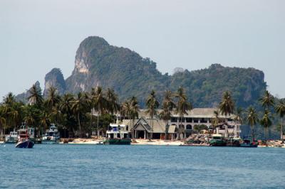 The developed area of Ko Phi Phi Don is a narrow strip of land between 2 bays