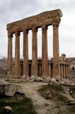 Massive pillars of the Temple of Jupiter in front of the Temple of Bacchus