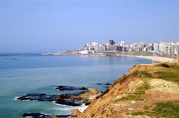 Looking north along the west coast of Beirut