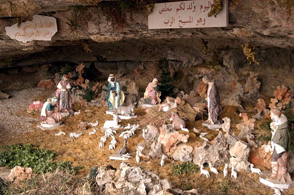 Nativity scene in a cliffside recess, Qadisha Valley
