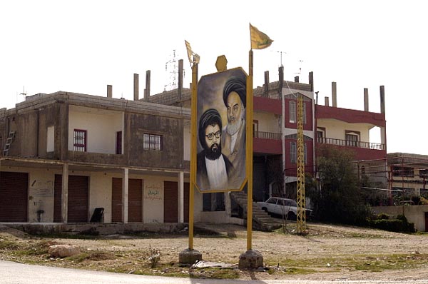 Abbas al-Musawi, Nasrallah's predecessor as leader of Hezbollah and Ayatollah Khomeni, Bekaa Valley