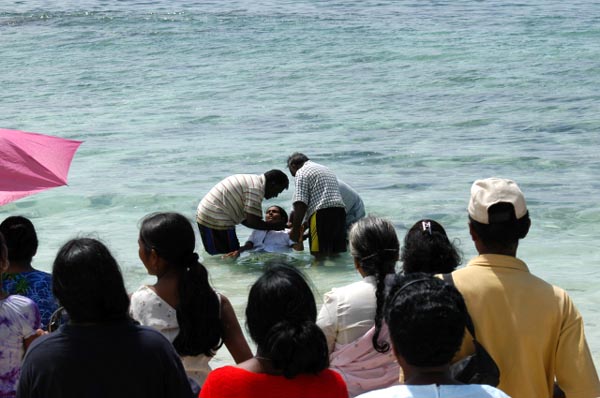 Baptism in the Indian Ocean at La Cambuse