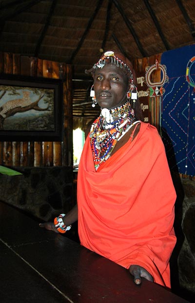 Maasai at the front desk of Fig Tree Camp