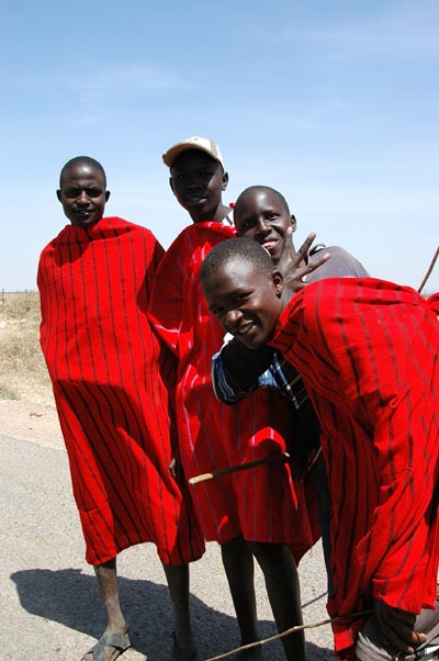 Maasai boys along the road