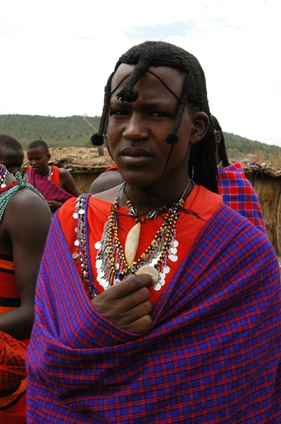 Maasai man showing his jewelry