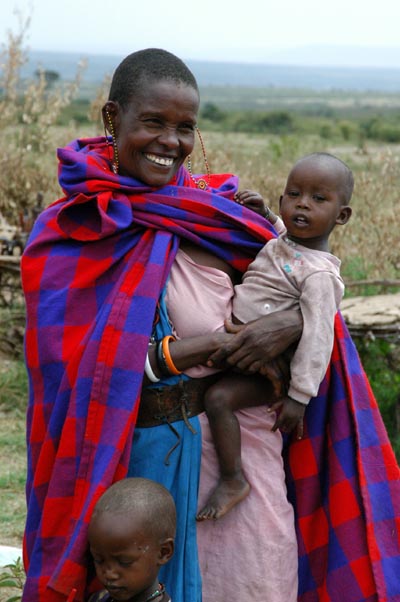 Maasai woman and child