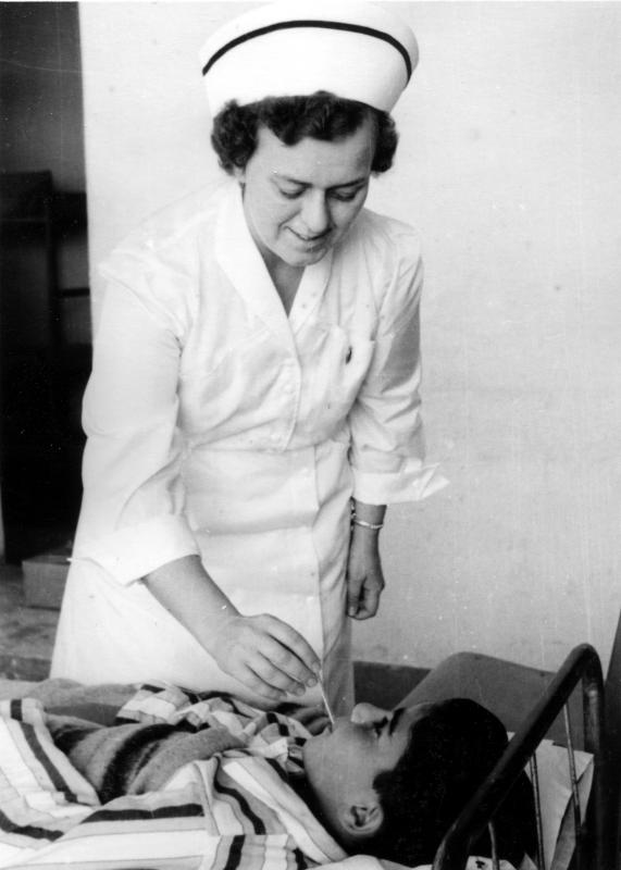 Nurse Mary Jeanne Grupp and Patient in the Boys Home