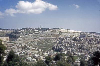 Mount of Olives - with Temple Area to Left - Viewed from Mt. Zion
