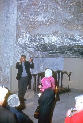 Guide Points to Base of Calvary Underneath the Church of the Holy Sepulchre