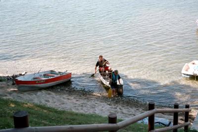 Mick and Andy  - Landing Canoe