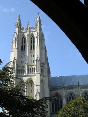 National Cathedral as viewed from the gazebo in the garden