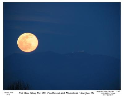 Full Moon rising over Mount Hamilton and Lick Observatories