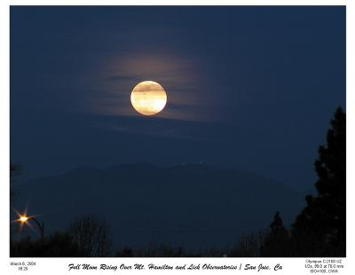Full Moon rising over Mount Hamilton and Lick Observatories