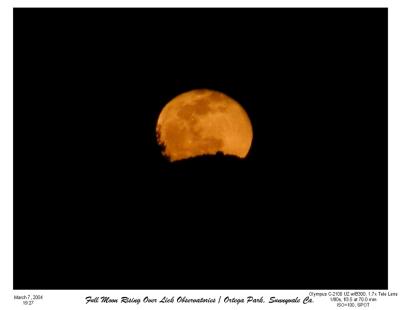 March 7, Full Moon rising over Lick Observatory