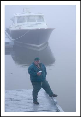 Lobsterman waits for his 'lift.'