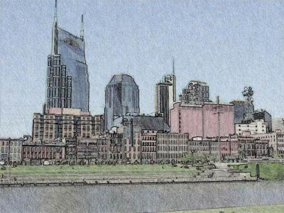 Nashville Skyline as ink drawing